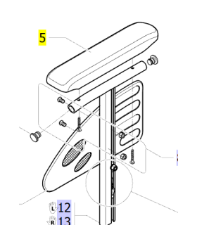 Almohadilla reposabrazos silla de ruedas Invacare Action 2 / 3 / 4 NG