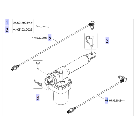 Actuador muslo cama articulada Invacare Medley Ergo / Accent